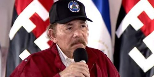 Dictador de Nicaragua, Daniel Ortega, durante el 44 aniversario de la Revolución Popular Sandinista. 2023. Foto: Captura de pantalla.