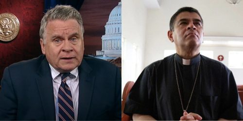 Congresista republicano de Estados Unidos Chris Smith y el obispo de Nicaragua Rolando Álvarez.