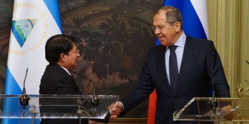 Canciller de Rusia, Serguéi Lavrov, junto al canciller de Nicaragua, Denis Moncada. Foto: Cancillería de Rusia/ Archivo.