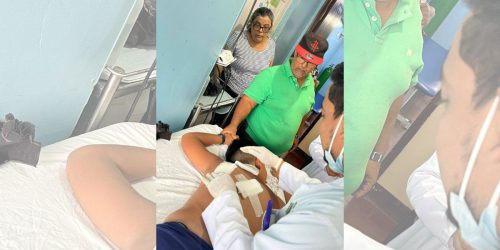 Niño herido por compañero de clases es atentido por médicos. Condega, Estelí. Foto: Facebook de Miuriel Castillo.