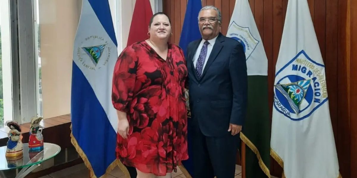 Embajador en Managua, José De Jesús Martínez, sostuvo reunión de trabajo con la ministra de Gobernación de Nicaragua, María Amelia Coronel. Octubre, 2023. Foto: Embajada de Panamá.