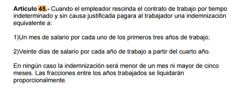 Artículo 45 del Código del Trabajo de Nicaragua. 