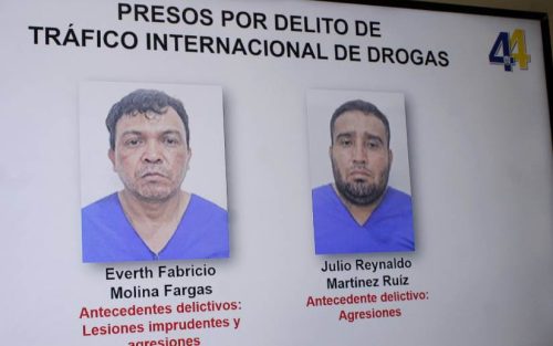 Sospechosos del delito de tráfico de drogas, detenidos en Tipitapa, Managua. Foto: Prensa oficialista.