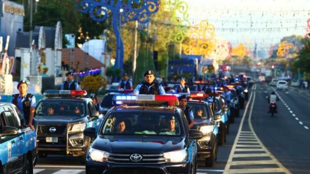 Despliegue de unidades de la Policía Nacional en el marco del Plan de seguridad de la Gritería. Foto: Prensa oficialista.