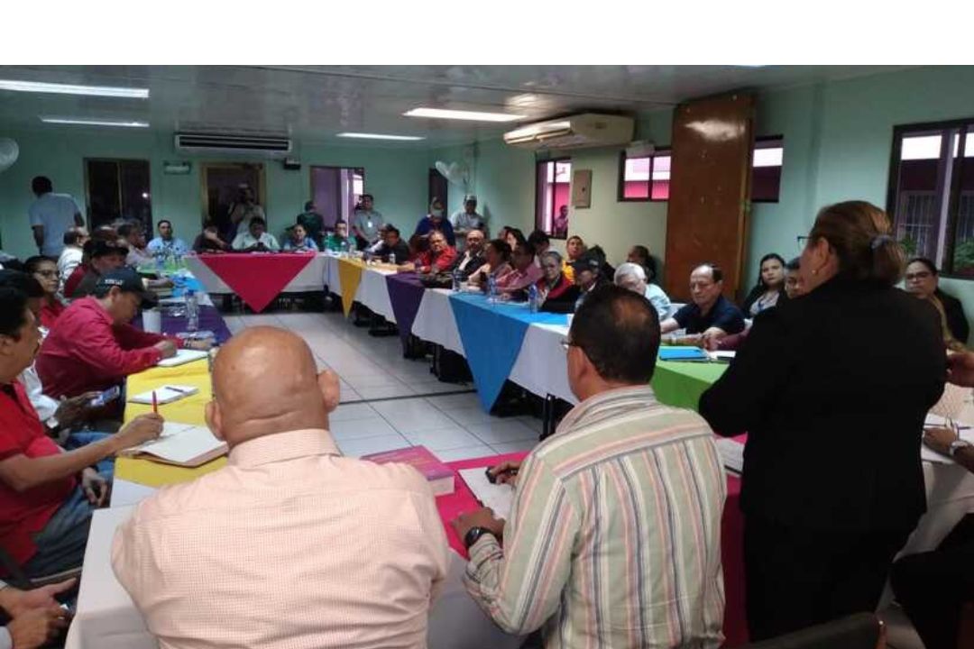 Mesa de negociación del salario mínimo en Nicaragua, 2024. Foto: Prensa oficialista.