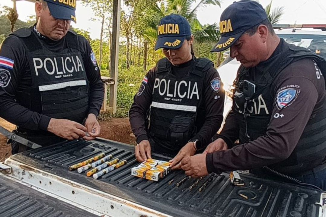 Fuerza Pública de Costa Rica decomisó 477 municiones a una nicaragüense. Foto: Policía de Costa Rica.