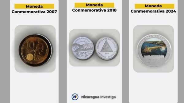 Estas son las tres monedas conmemorativas de 10 córdobas que han sido emitidas por el BCN, en los últimos 17 años.