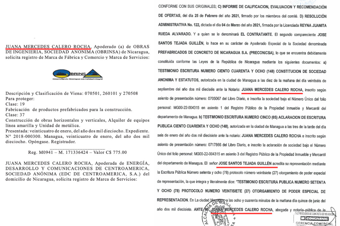  Juana Mercedes Calero Rocha representante en Obrinsa y extendiendo poderes para otras empresas de los militares.