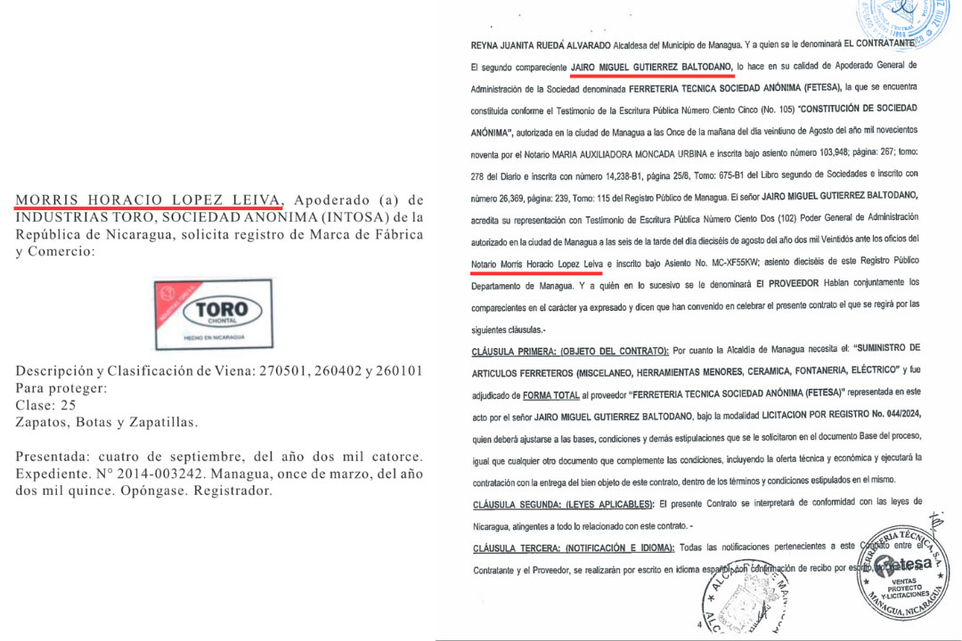  Morris Horacio López Leiva es representante de Industrias Toro, Los Dantos y renueva escrituras para Fetesa, la otra empresa del Ejército.